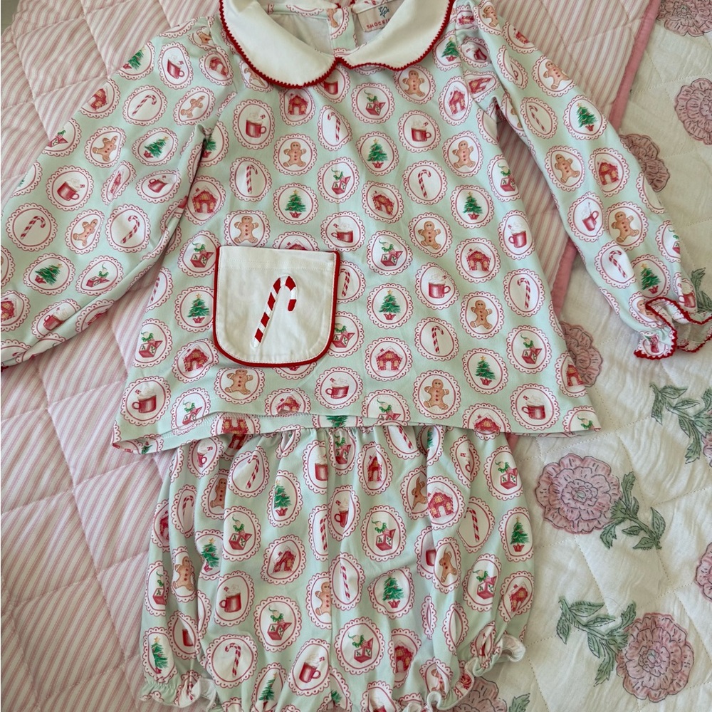 Smocking Bird Christmas Bloomer set